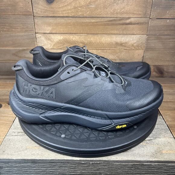 Hoka One One Transport Women Sz 9 Triple Black Running Walking Lace Up Sneakers - Picture 1 of 10